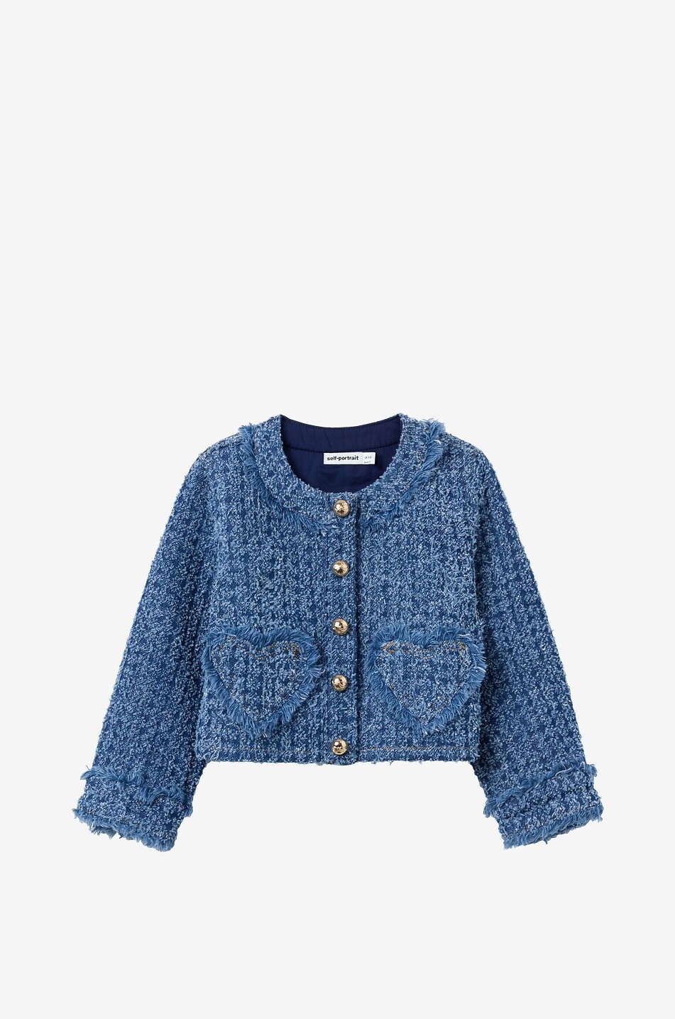 Mädchen-Kurzdenim-Jacke mit Herzdetails gefüttert