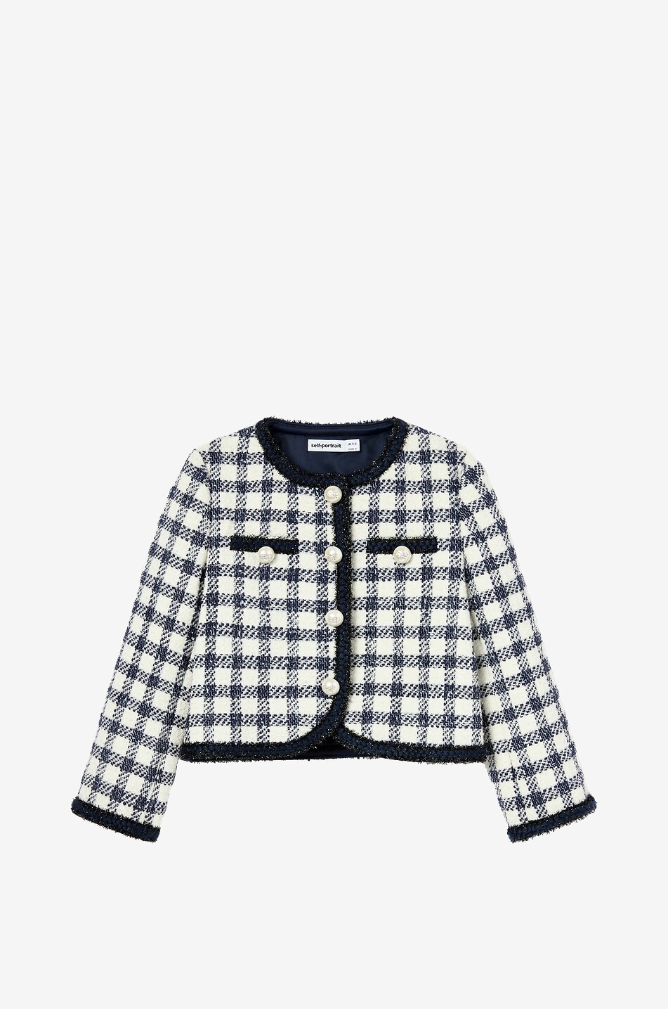 Kurze Mädchen-Tweedjacke mit Karomuster