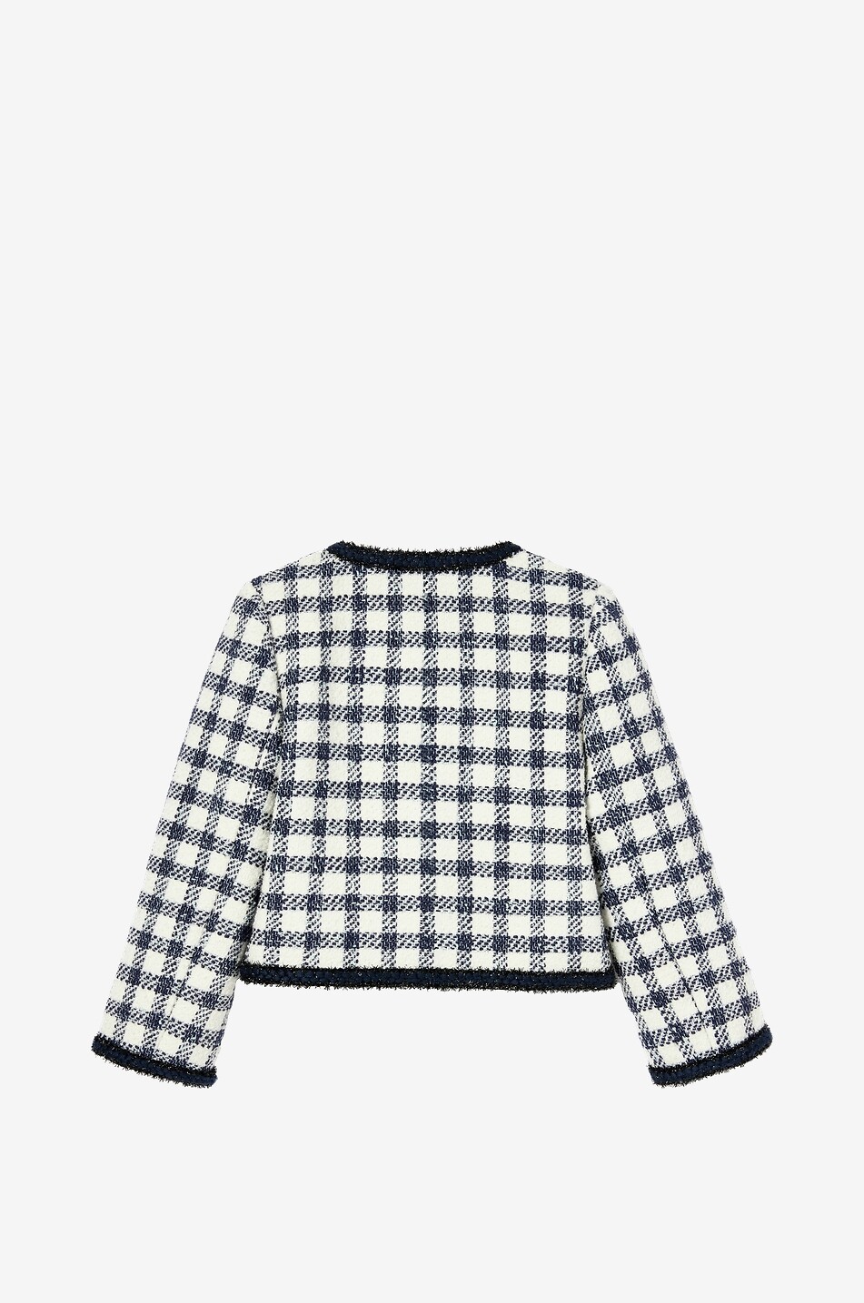 SELF PORTRAIT Kurze Mädchen-Tweedjacke mit Karomuster Mädchen DUNKELBLAU 2