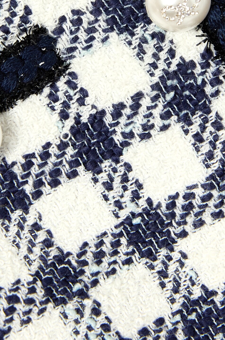 SELF PORTRAIT Kurze Mädchen-Tweedjacke mit Karomuster Mädchen DUNKELBLAU 3