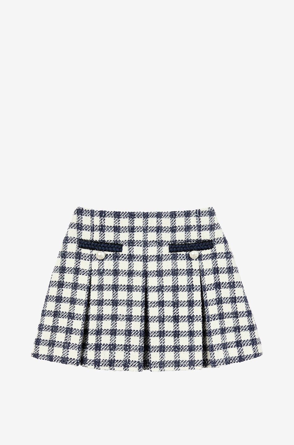 Gingham check girls' tweed pleated miniskirt - SELF PORTRAIT