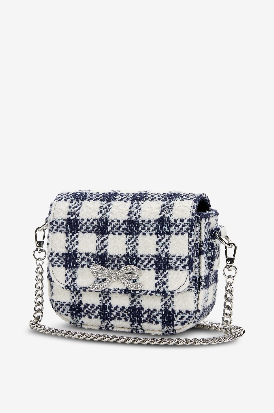 SELF PORTRAIT Gingham check tweed girls' shoulder bag Girl DARK BLUE 2