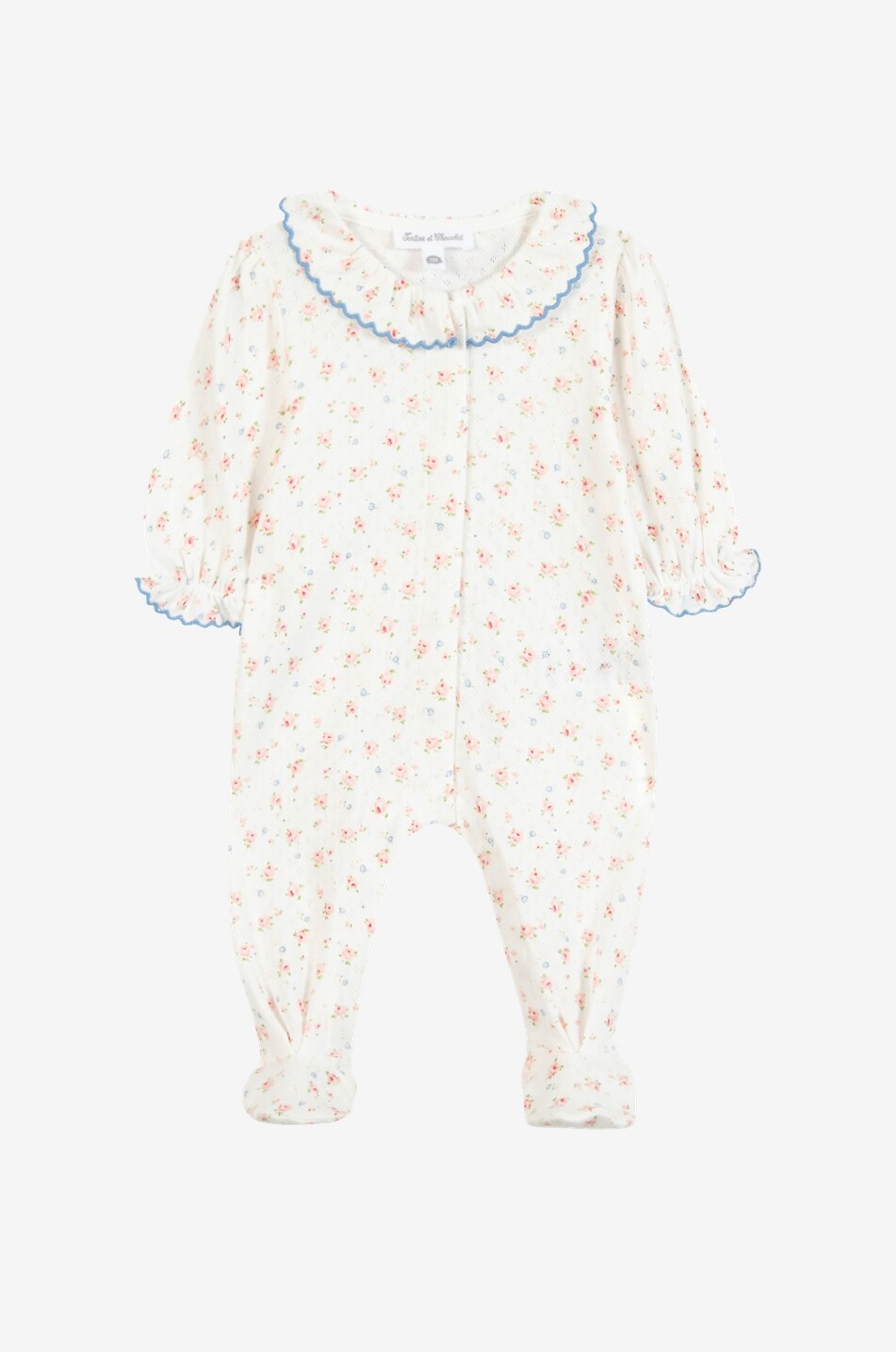 Baby-Pyjama aus geblümtem Jersey mit Rüschenkragen