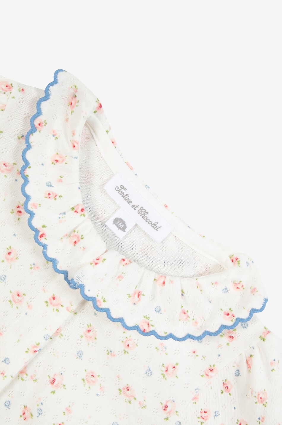 TARTINE ET CHOCOLAT Baby-Pyjama aus geblümtem Jersey mit Rüschenkragen Baby CREMEFARBEN 3