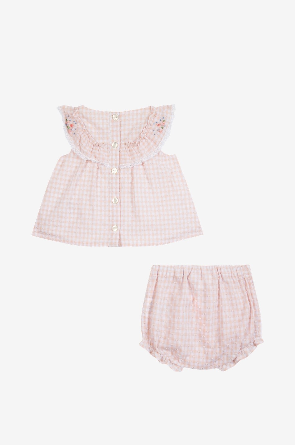 TARTINE ET CHOCOLAT Ensemble bébé top et bloomers en coton à carreaux vichy et broderies florales Bébé ROSE CLAIR 8