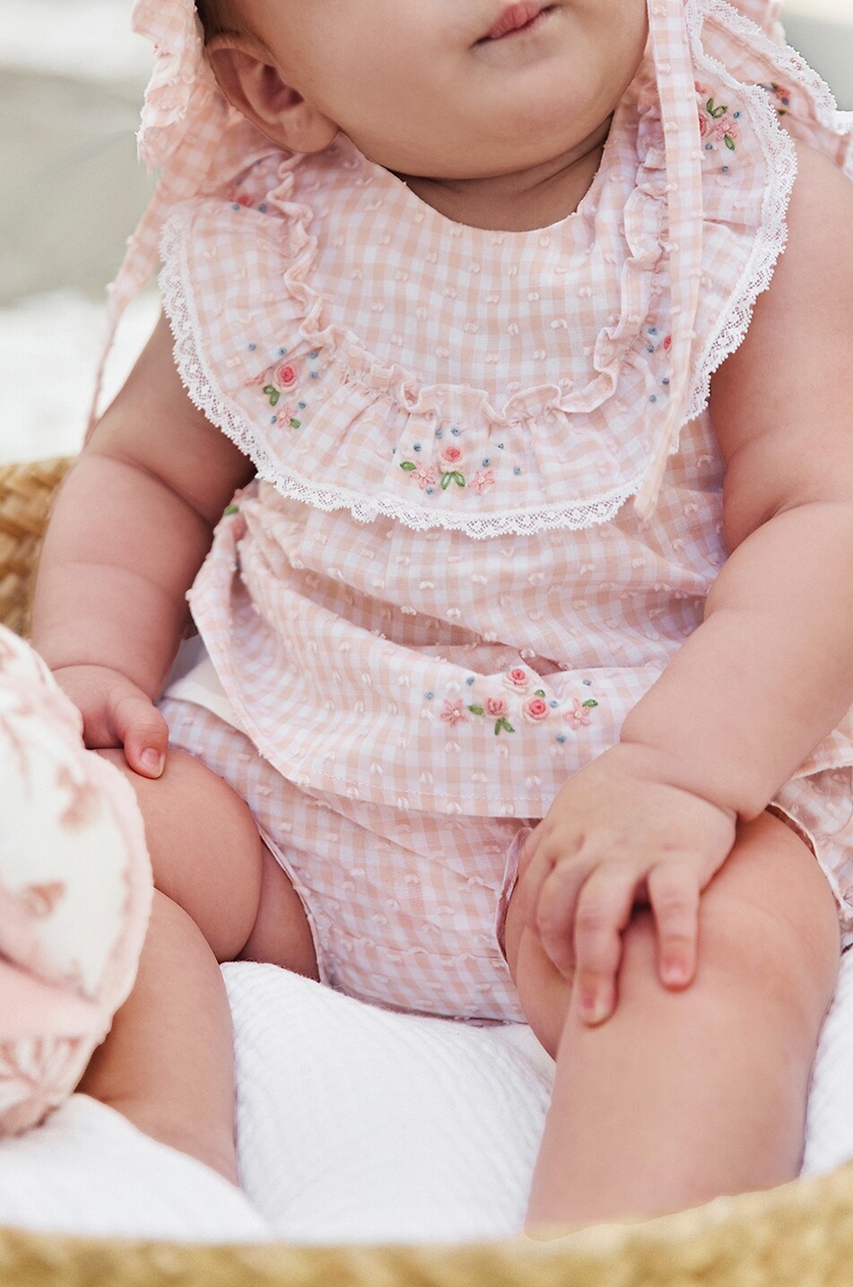TARTINE ET CHOCOLAT Ensemble bébé top et bloomers en coton à carreaux vichy et broderies florales Bébé ROSE CLAIR 3