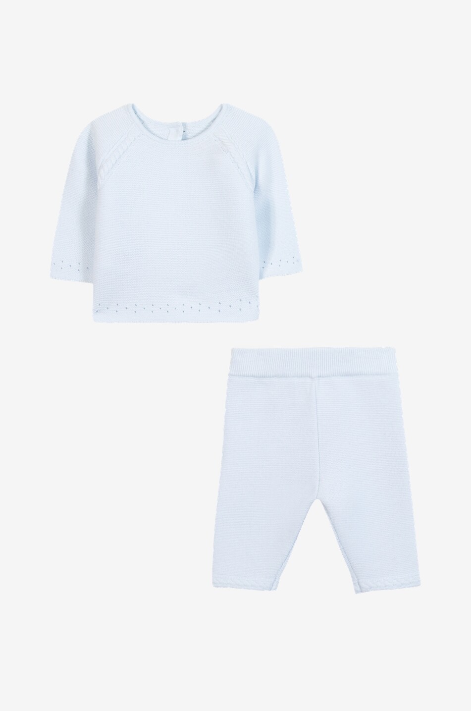 TARTINE ET CHOCOLAT Ensemble pull et pantalon en coton point mousse bébé Bébé BLEU CLAIR 2