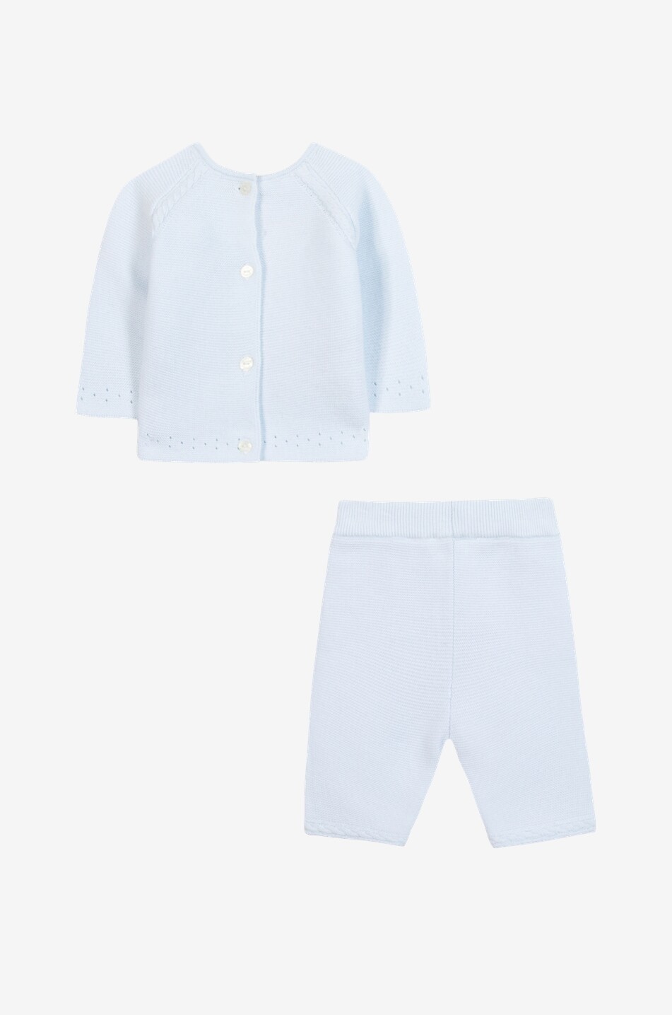 TARTINE ET CHOCOLAT Ensemble pull et pantalon en coton point mousse bébé Bébé BLEU CLAIR 3