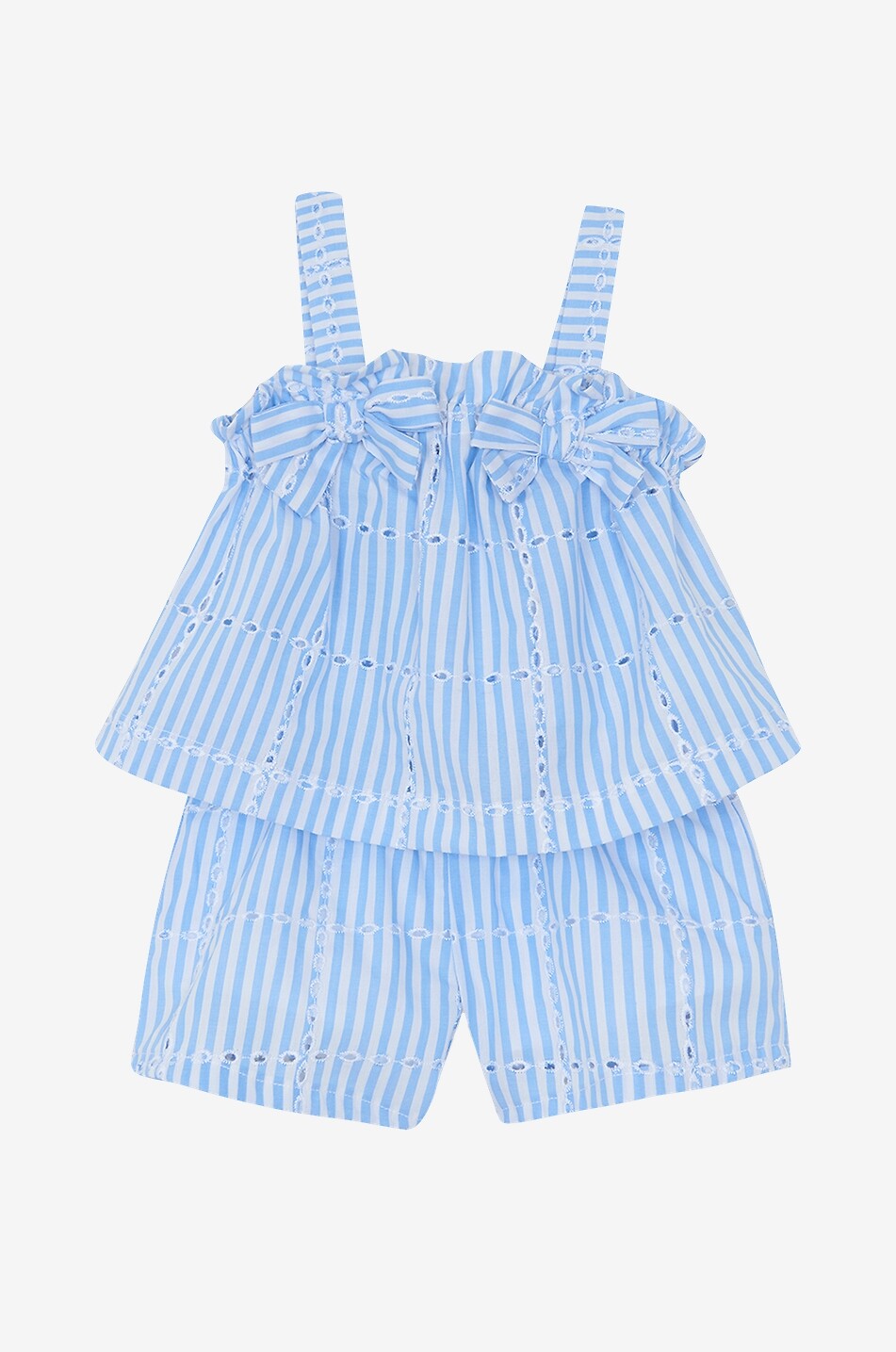 TARTINE ET CHOCOLAT Ensemble bébé en coton rayé short et top à bretelles Bébé BLEU 1