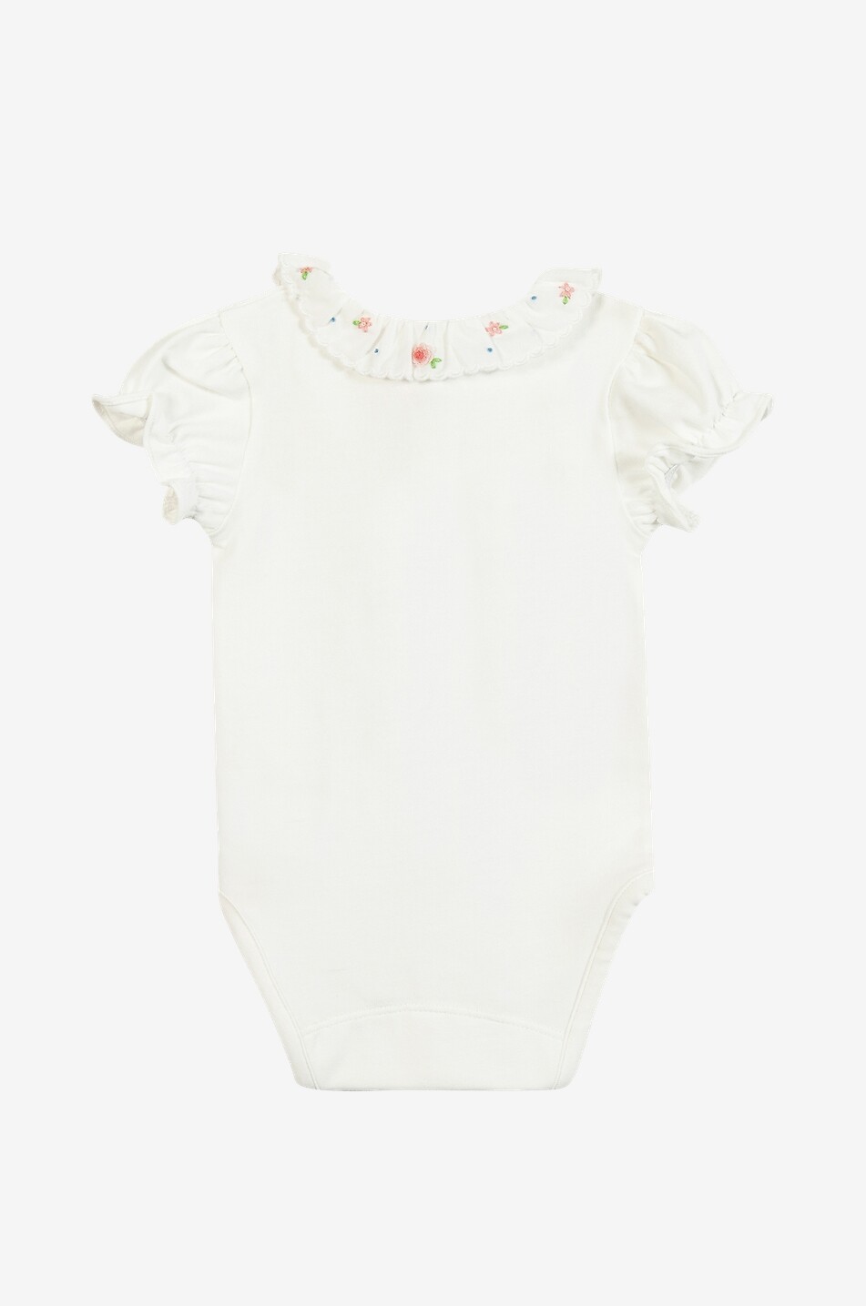 TARTINE ET CHOCOLAT Baby-Jersey-Body mit kurzen Ärmeln und blütenbesticktem Rüschenkragen Baby CREMEFARBEN 2