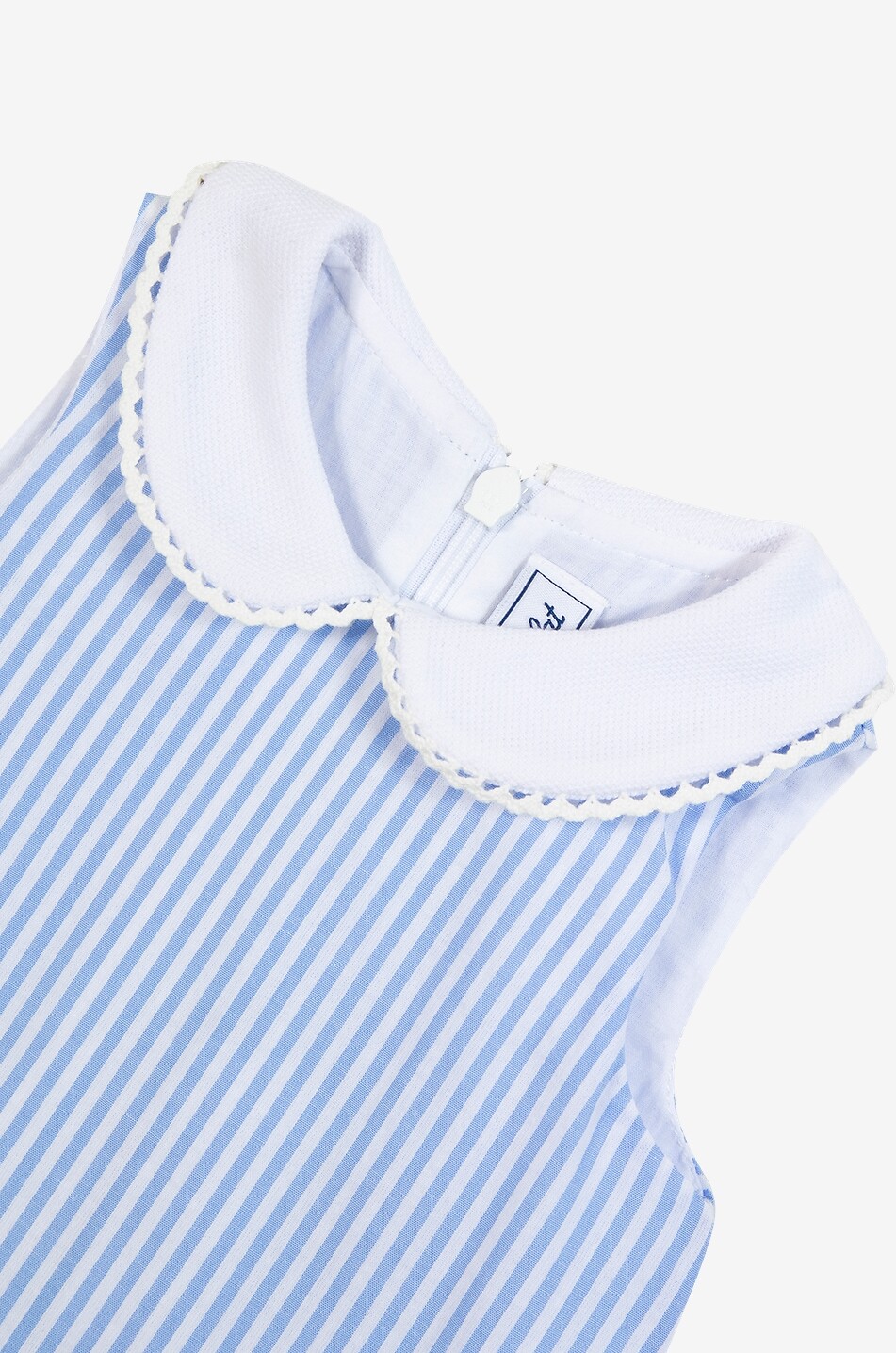 TARTINE ET CHOCOLAT Sleeveless striped cotton baby dress with Peter Pan collar Baby BLUE 3