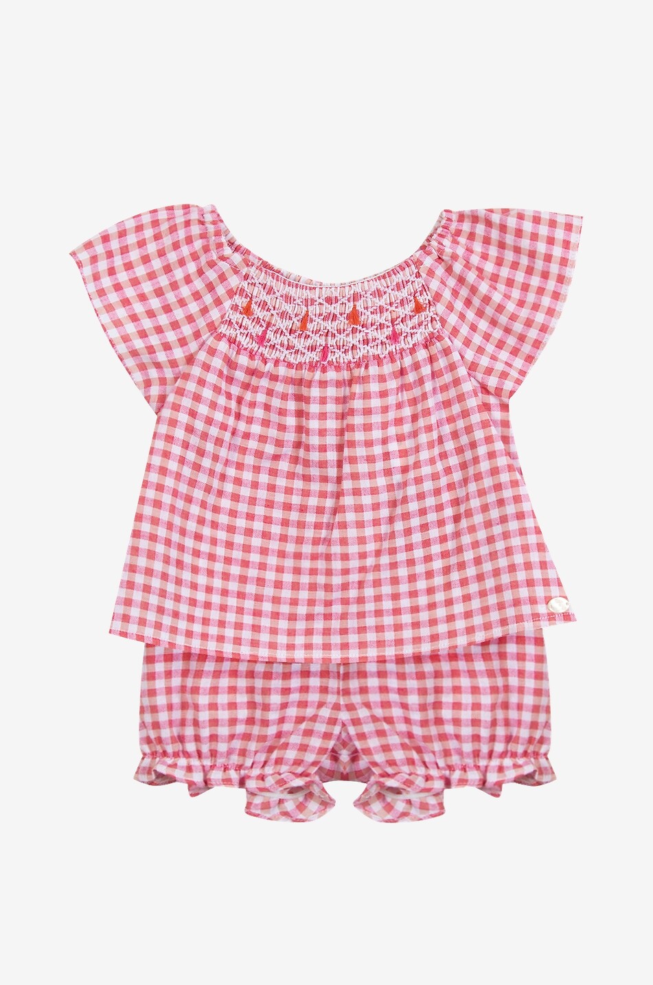 Gingham check cotton shorts and blouse baby set