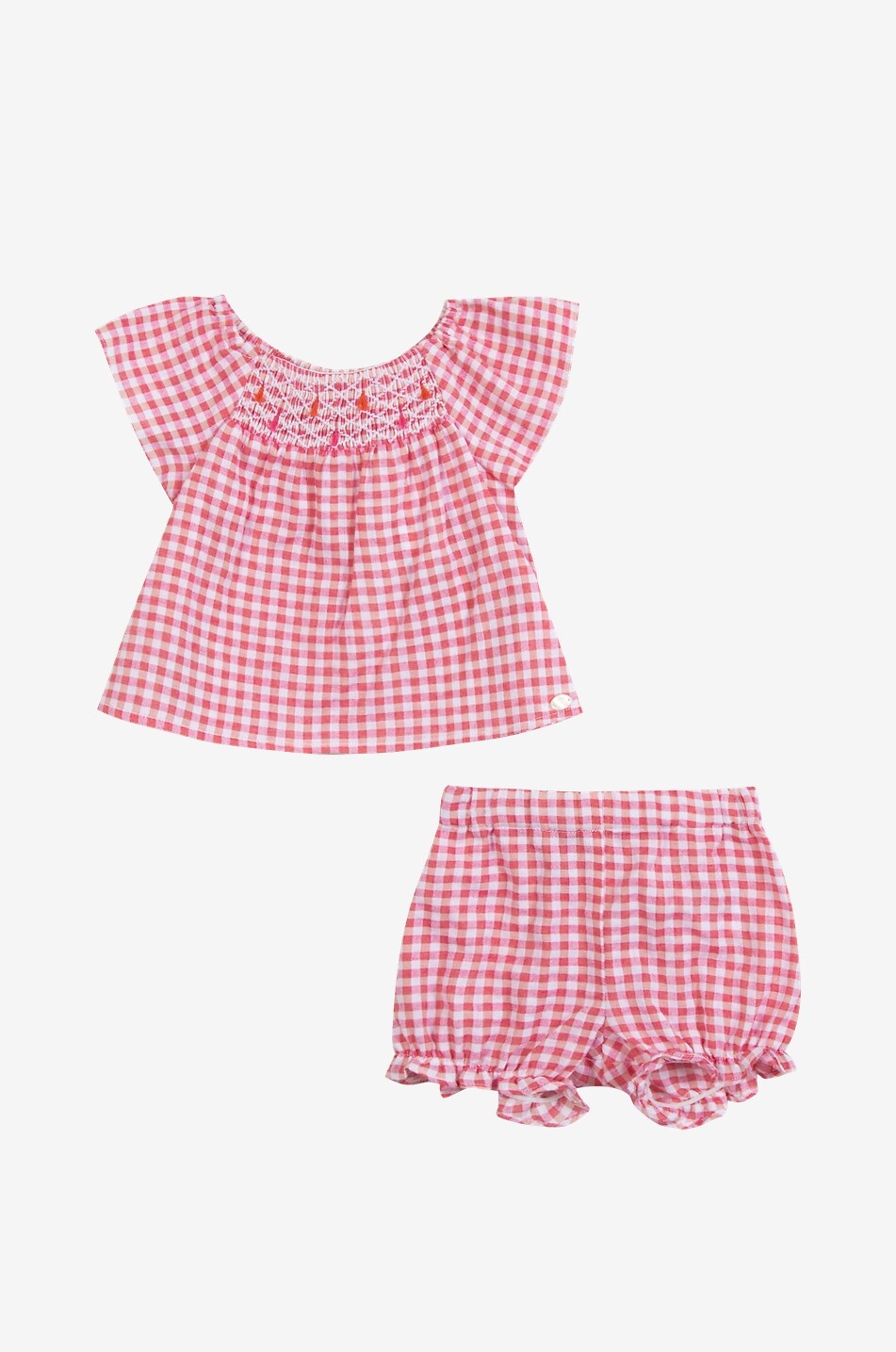 TARTINE ET CHOCOLAT Gingham check cotton shorts and blouse baby set Baby PINK 2