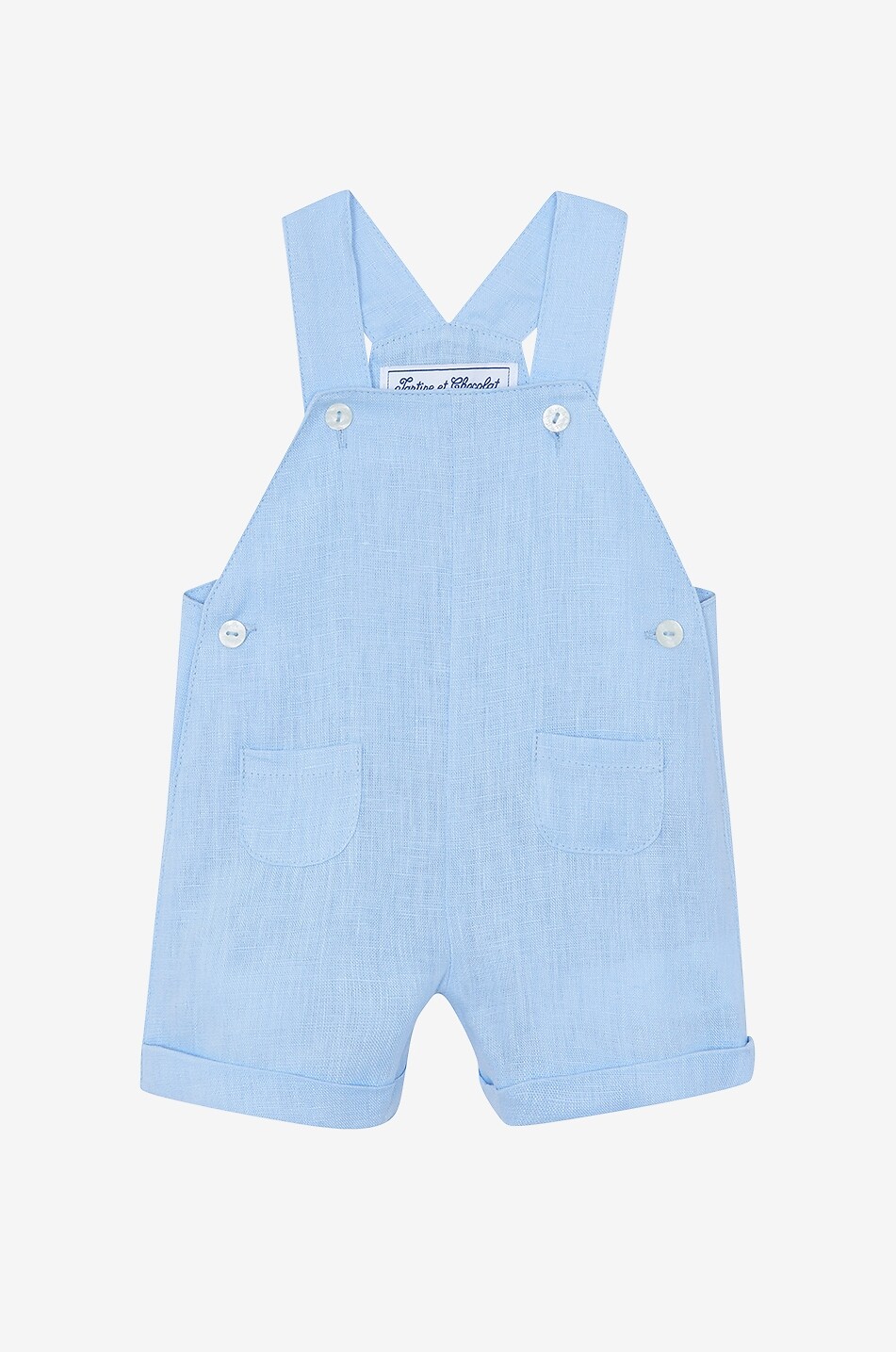 TARTINE ET CHOCOLAT Baby-Latzhose aus Leinen mit aufgesetzten Taschen Baby HELLBLAU 1