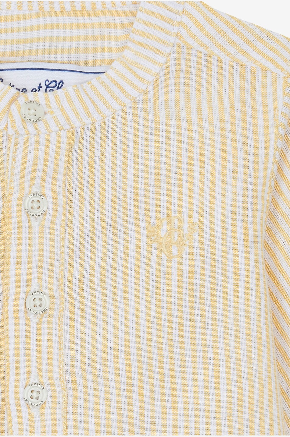 TARTINE ET CHOCOLAT Striped linen long-sleeved baby shirt Baby YELLOW 3
