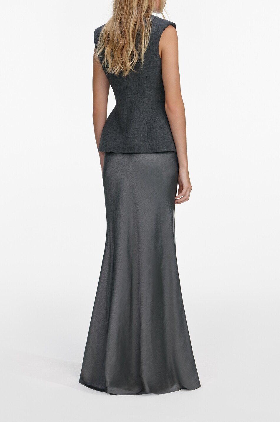 SELF PORTRAIT Tailored wool and satin maxi dress Women GREY 4