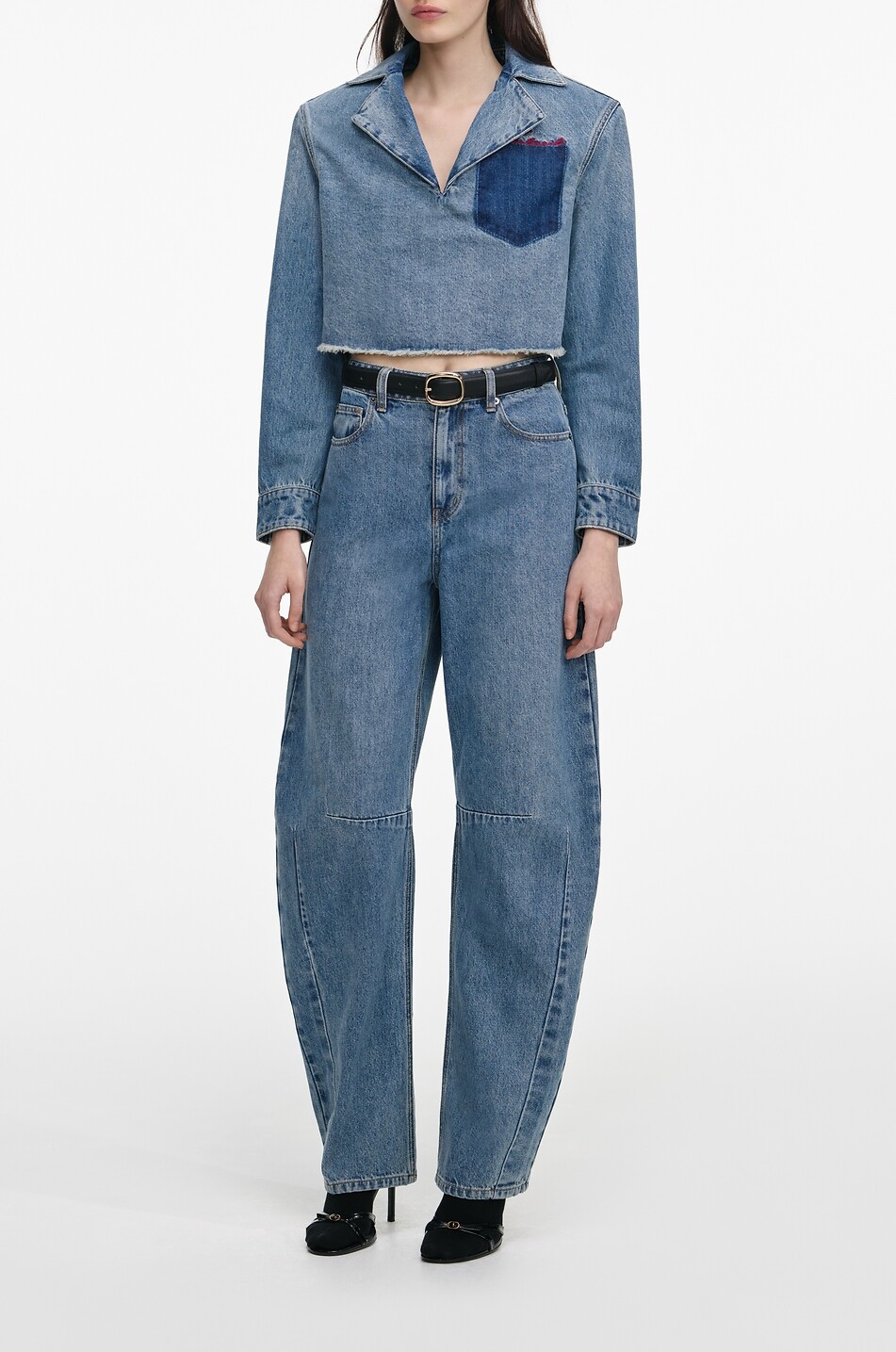 SELF PORTRAIT Abgerundete Jeans Blue Barrelleg Damen BLAU 3