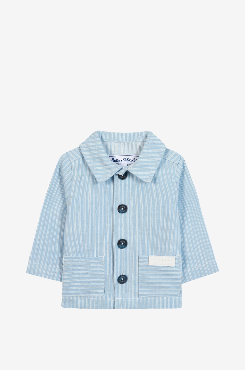 TARTINE ET CHOCOLAT Striped baby overshirt in cotton Baby LIGHT BLUE 1