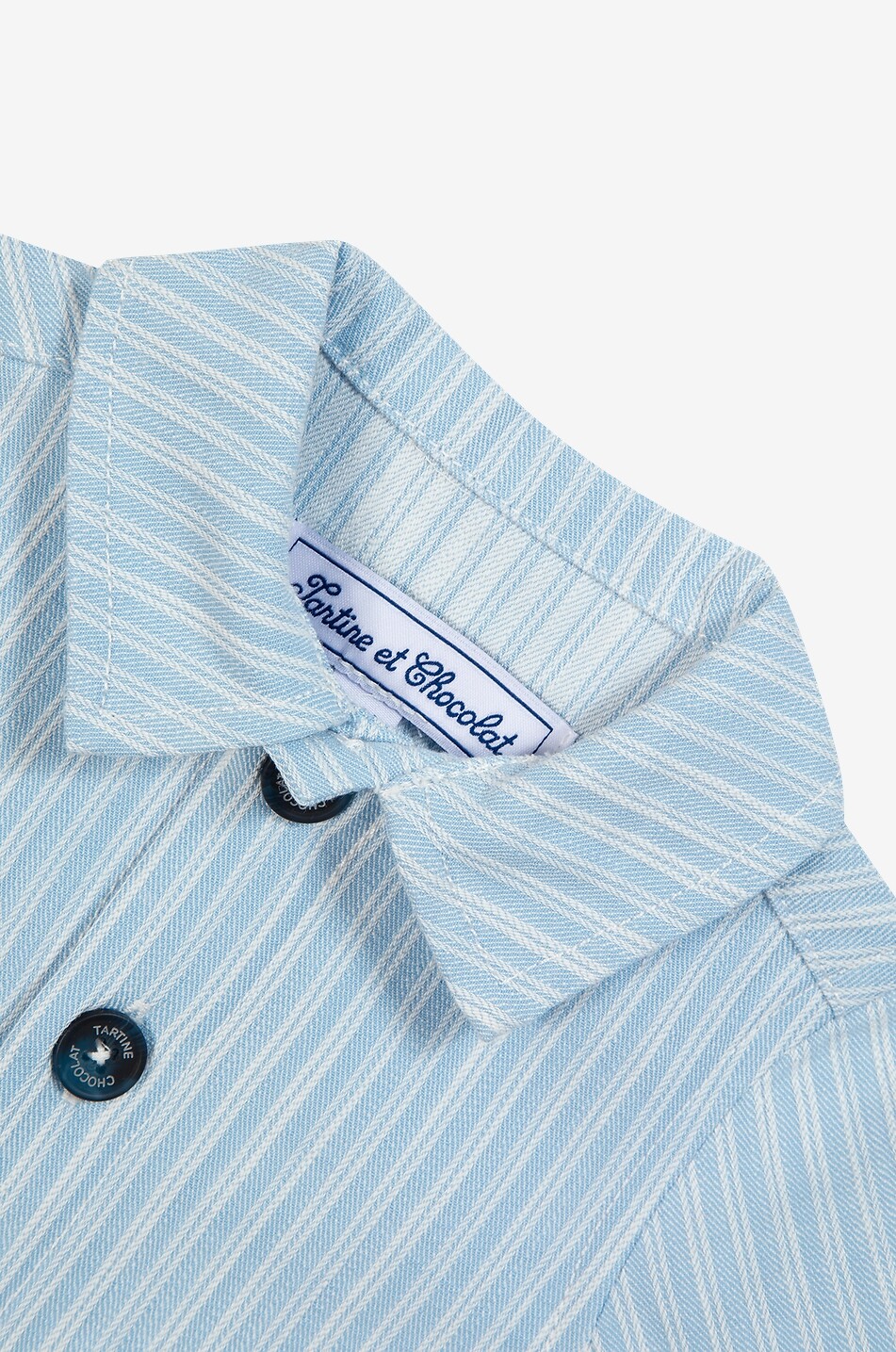 TARTINE ET CHOCOLAT Striped baby overshirt in cotton Baby LIGHT BLUE 6