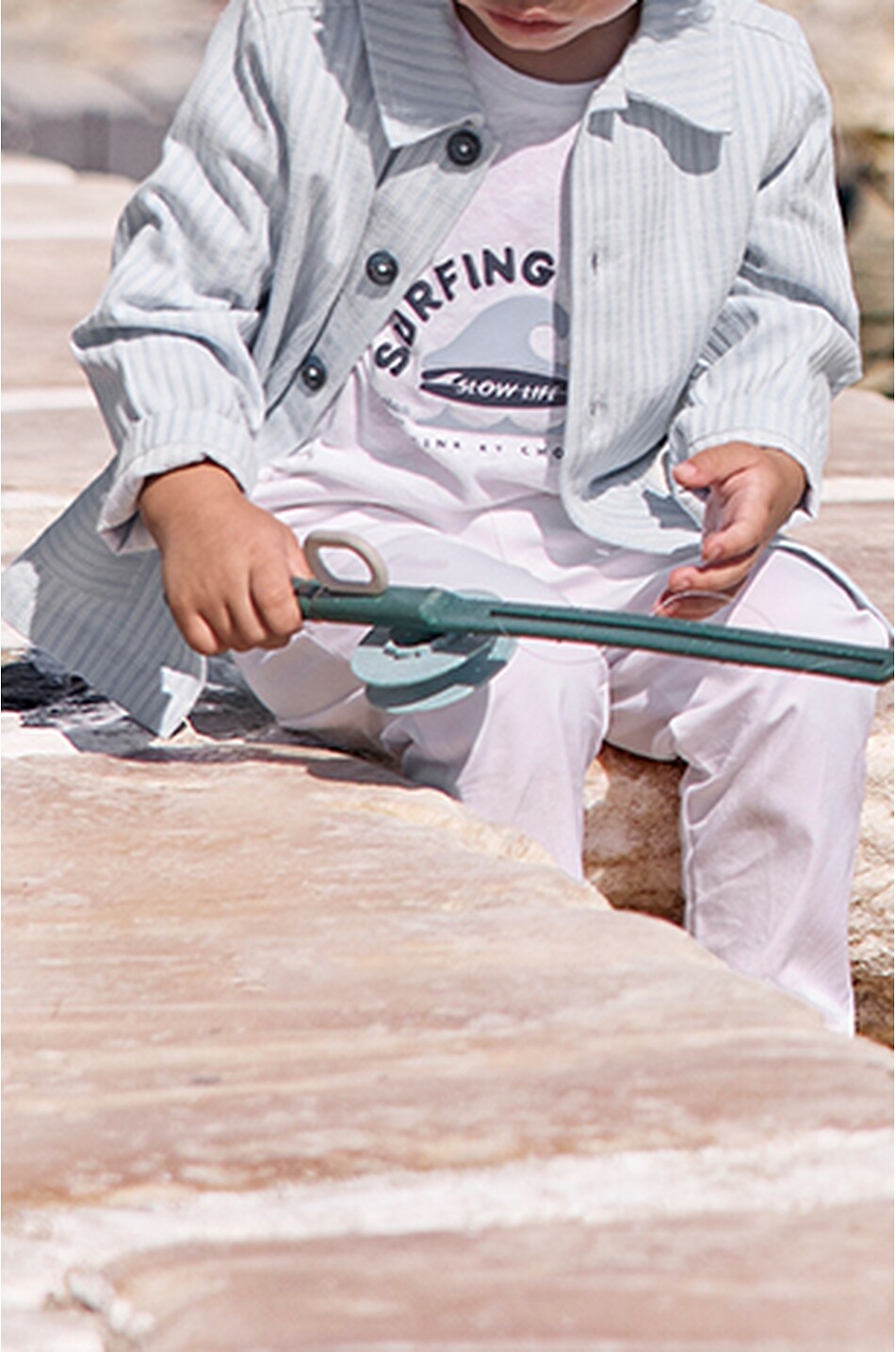TARTINE ET CHOCOLAT Striped baby overshirt in cotton Baby LIGHT BLUE 3