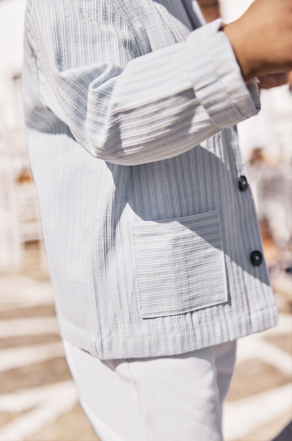 TARTINE ET CHOCOLAT Striped baby overshirt in cotton Baby LIGHT BLUE 4