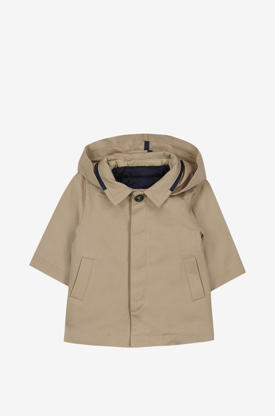 Short hooded baby trench coat