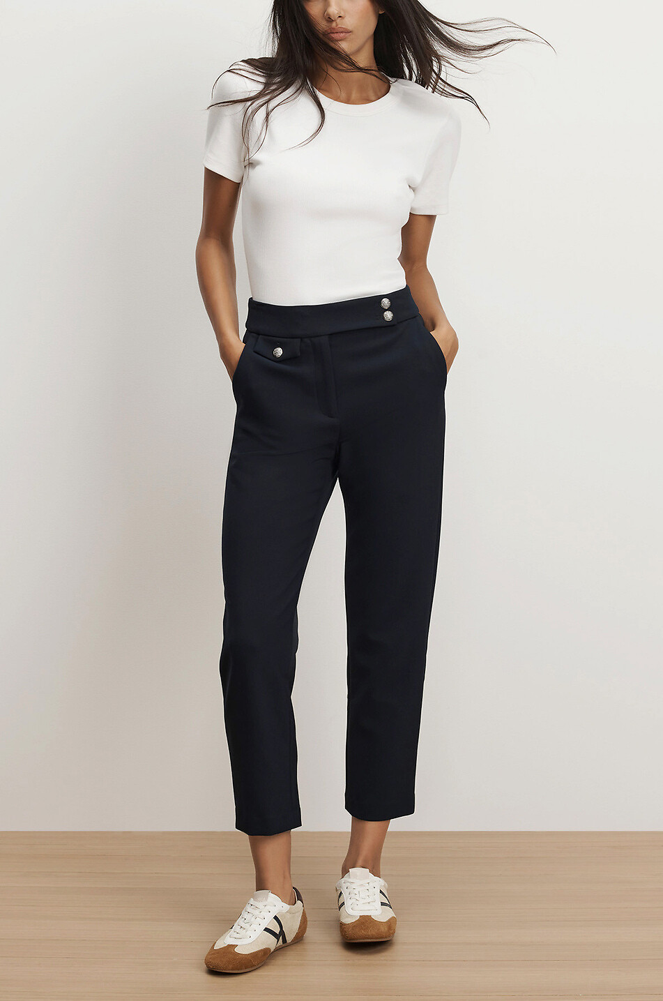 VERONICA BEARD Pantalon slim en jersey piqué Renzo Femme BLEU FONCE 2