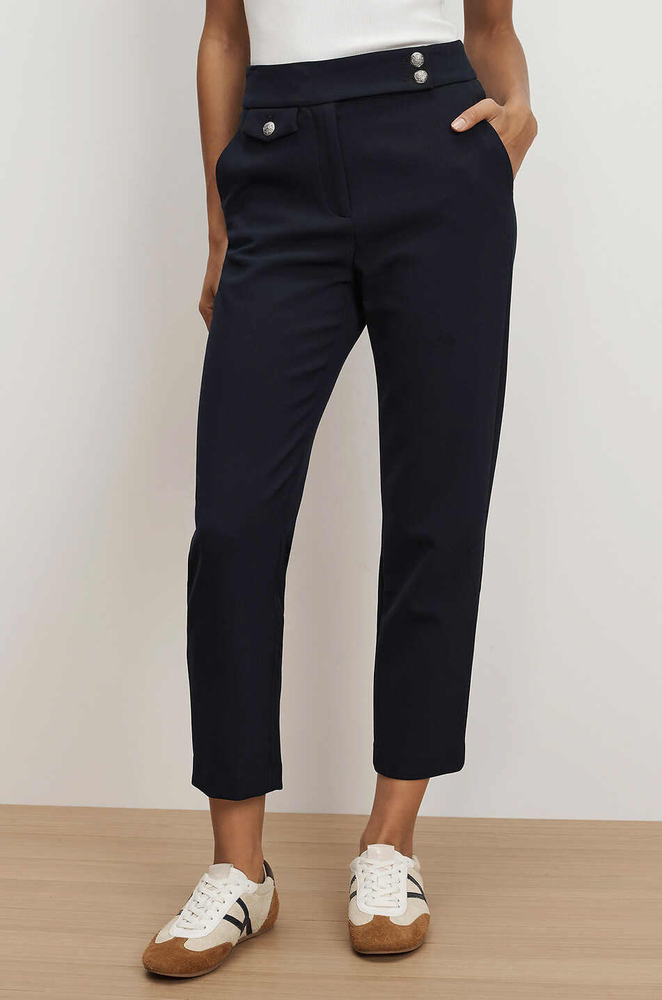 VERONICA BEARD Pantalon slim en jersey piqué Renzo Femme BLEU FONCE 4