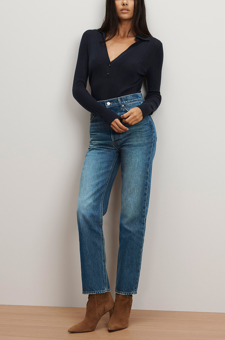 VERONICA BEARD Gerade Jeans mit hoher Taille Daniela Medium-Wash Damen BLAU 2