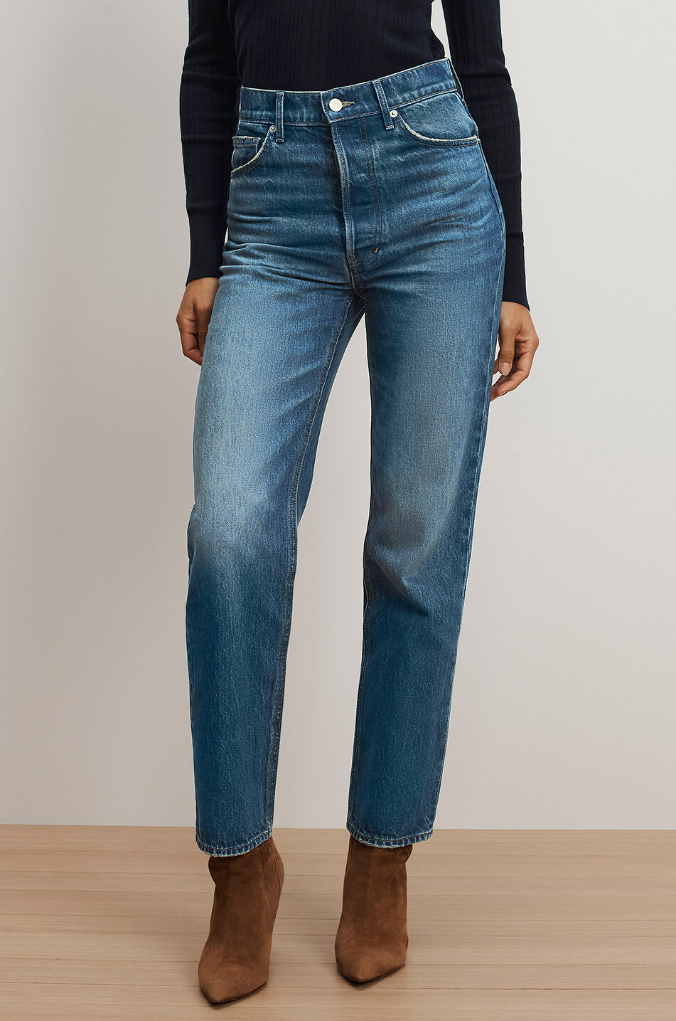 VERONICA BEARD Gerade Jeans mit hoher Taille Daniela Medium-Wash Damen BLAU 4