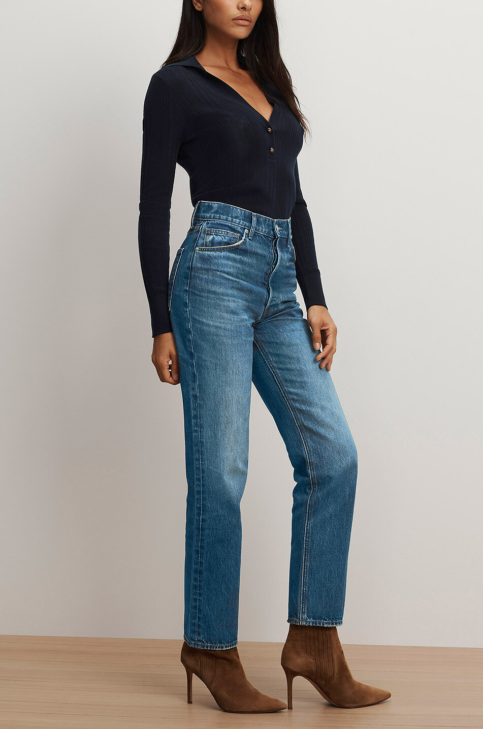 VERONICA BEARD Gerade Jeans mit hoher Taille Daniela Medium-Wash Damen BLAU 6