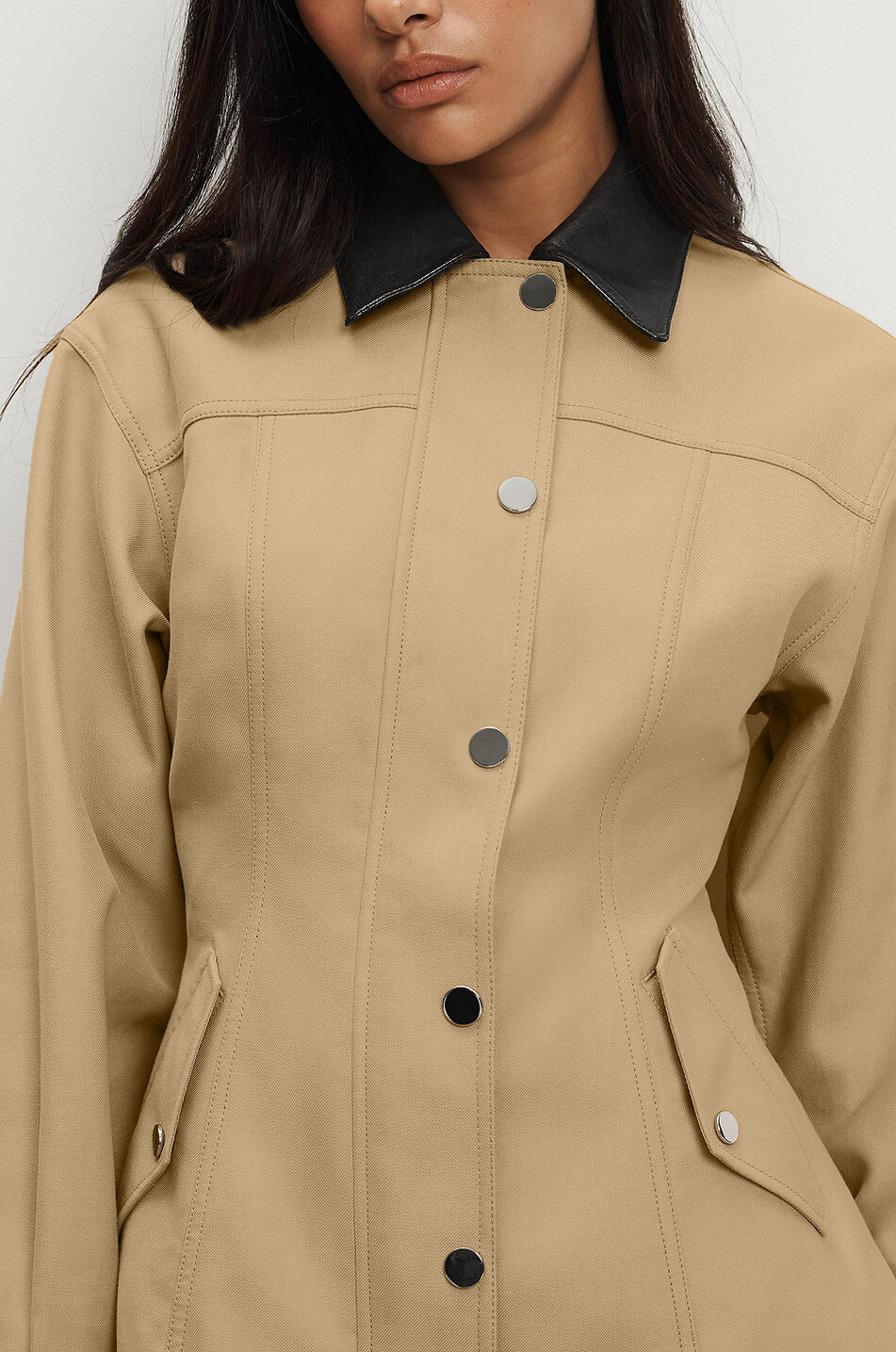 VERONICA BEARD Talla water-repellent canvas peplum jacket Women BEIGE 4