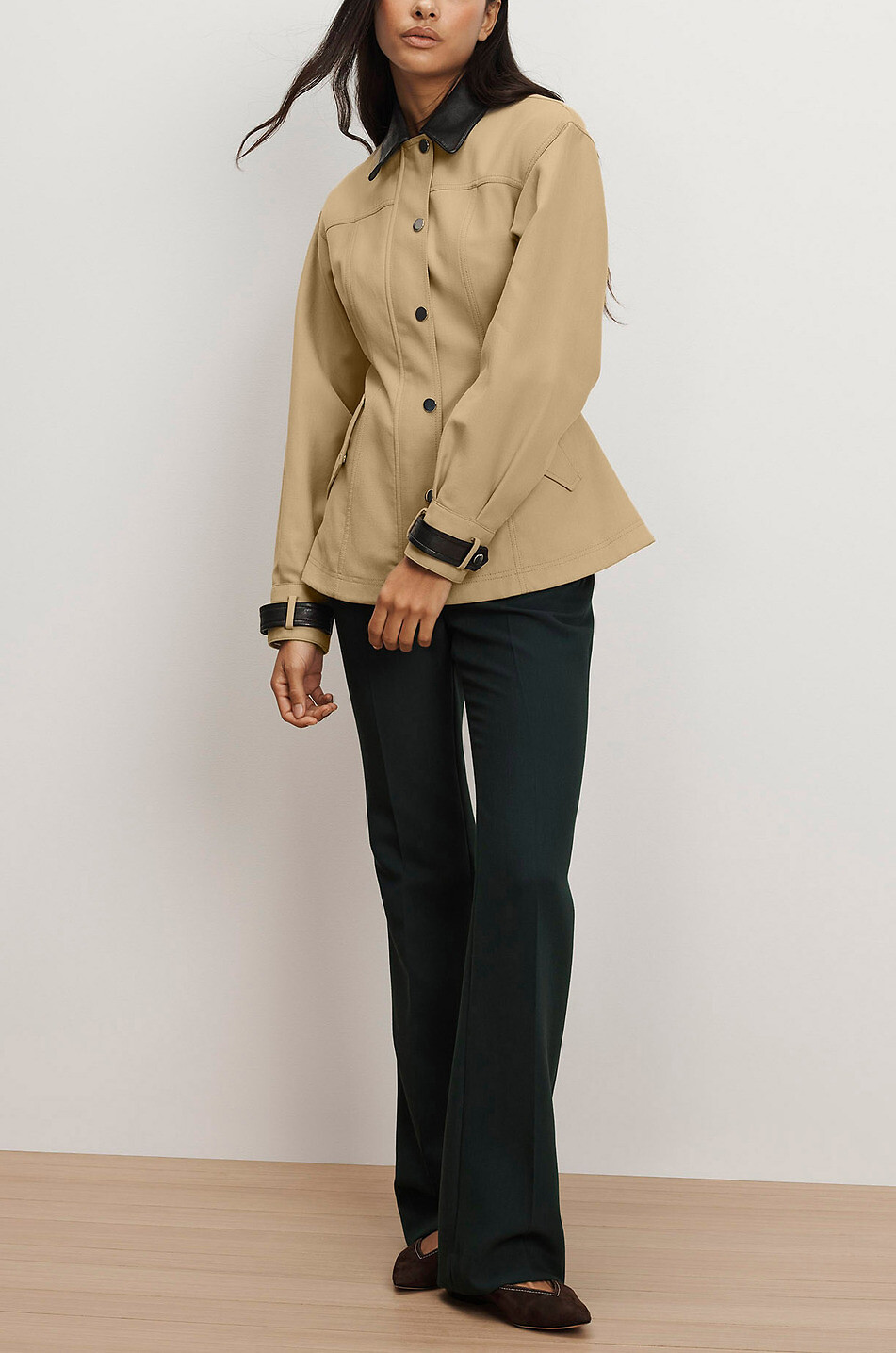 VERONICA BEARD Talla water-repellent canvas peplum jacket Women BEIGE 2