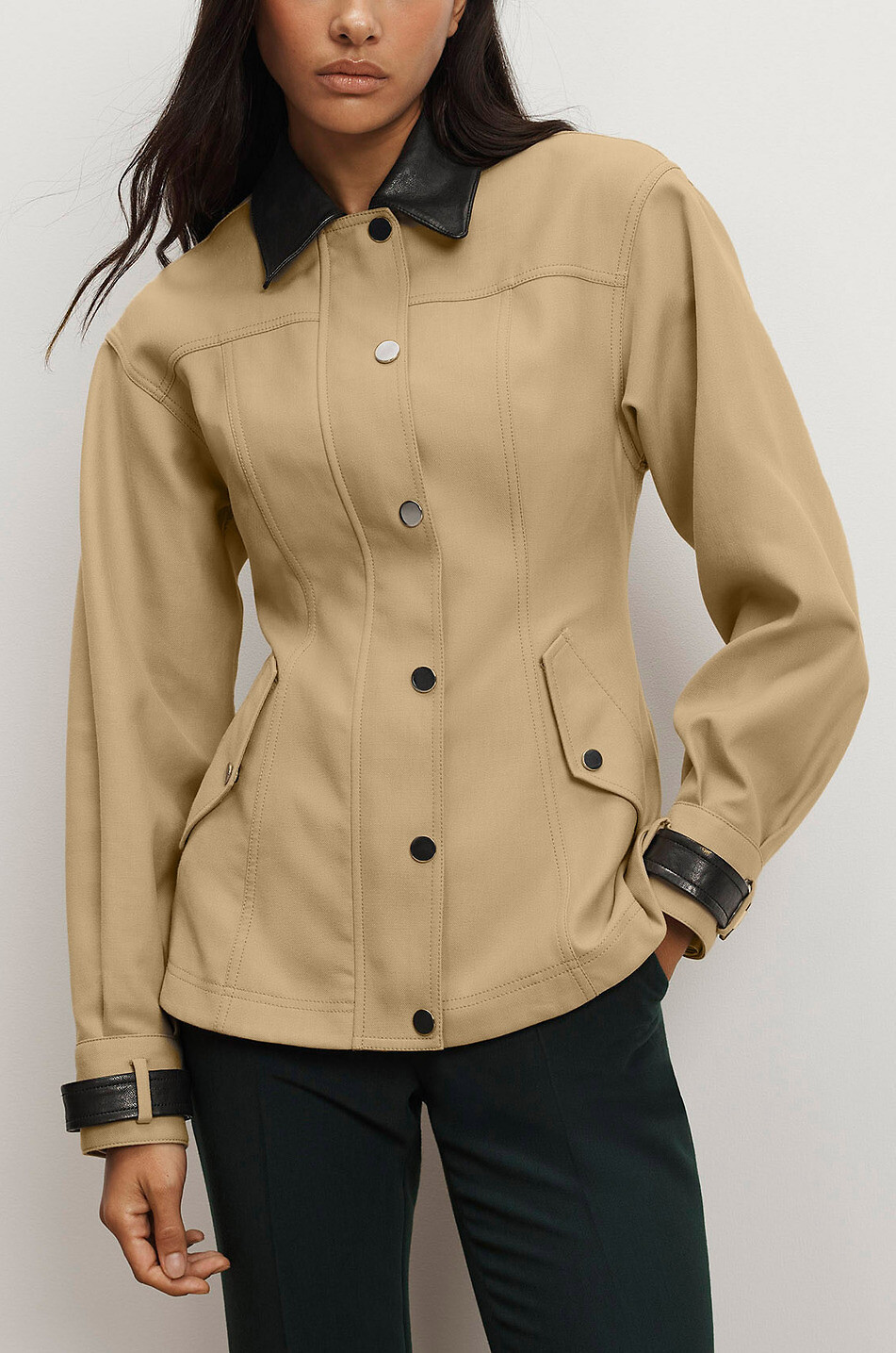 VERONICA BEARD Talla water-repellent canvas peplum jacket Women BEIGE 6