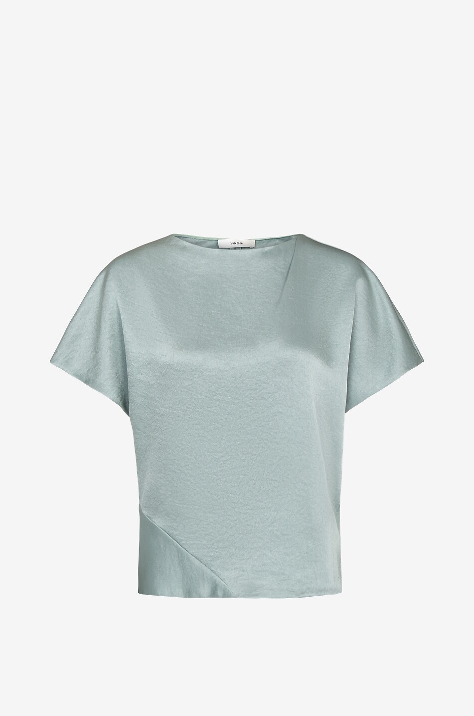 VINCE Top en satin à manches dolman courtes Femme VERT CLAIR 1