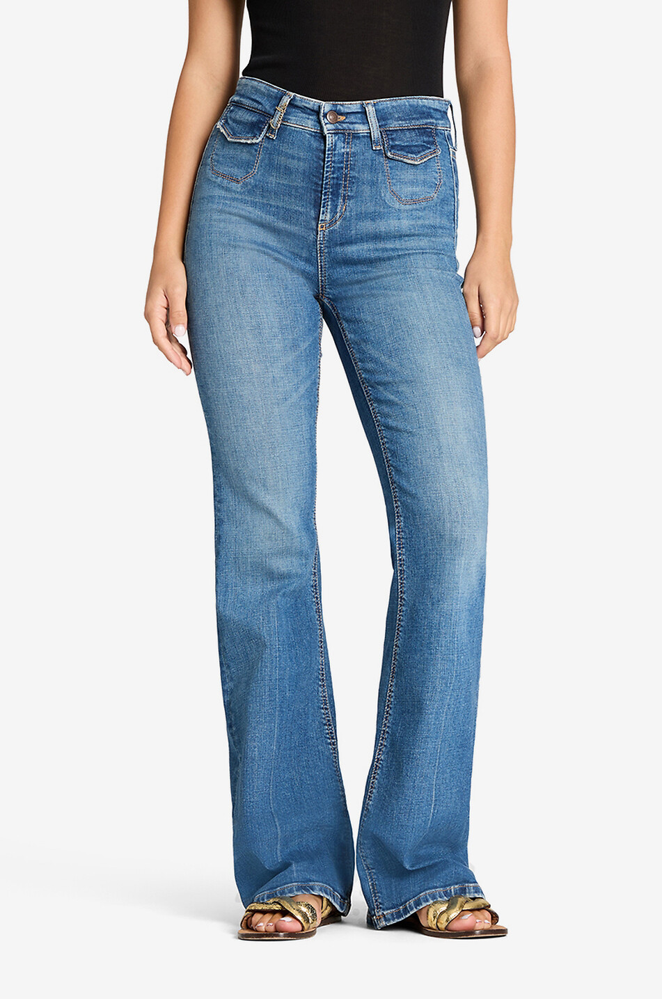 CAMBIO Fabienne faded bootcut jeans with metal signature logo detail Women BLUE 3