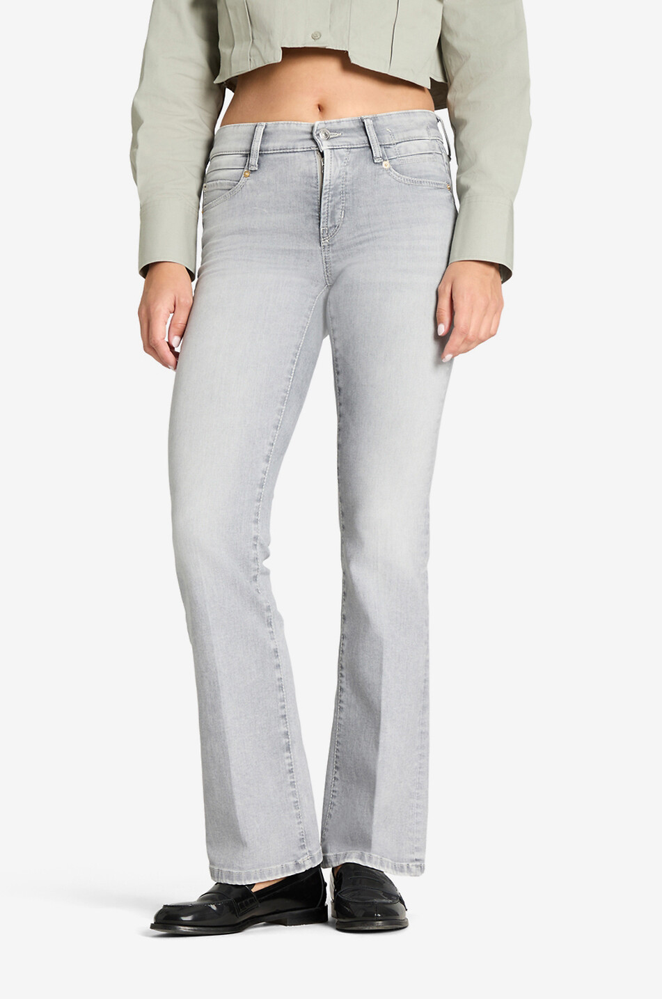 CAMBIO Paris Flared faded denim flared jeans Women GREY 3