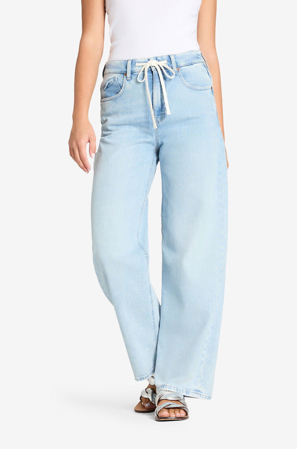 CAMBIO Baggy faded drawstring jeans Women LIGHT BLUE 5