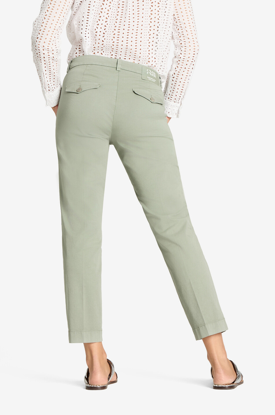 CAMBIO Karina cropped straight cotton gabardine chino trousers Women GREEN 4