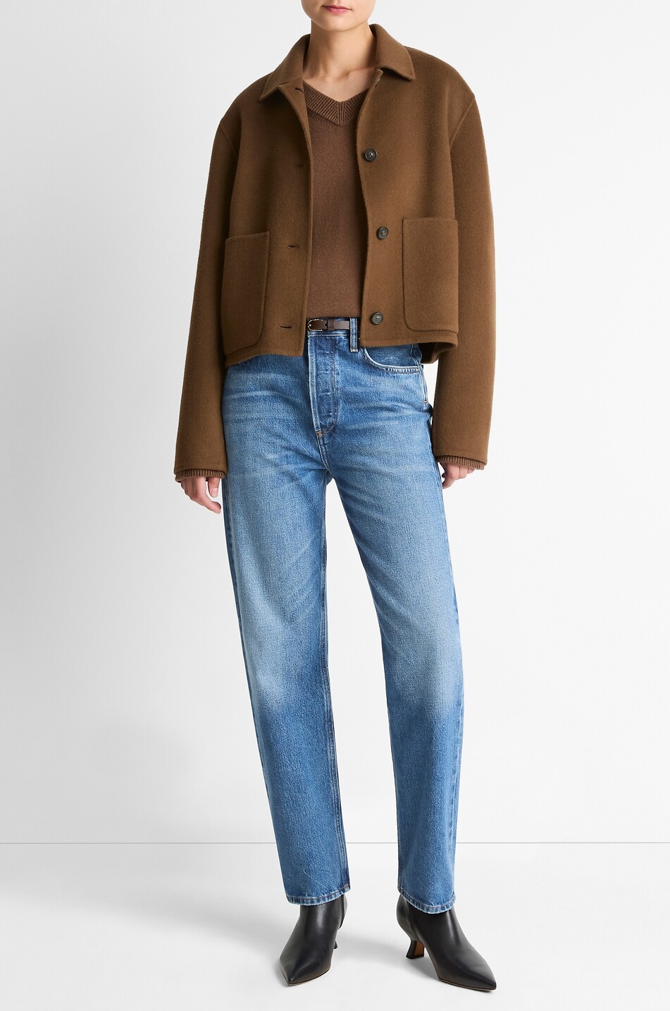 VINCE Geknöpfte Boxy-Hemdjacke aus Wolle und Kaschmir Damen BRAUN 2