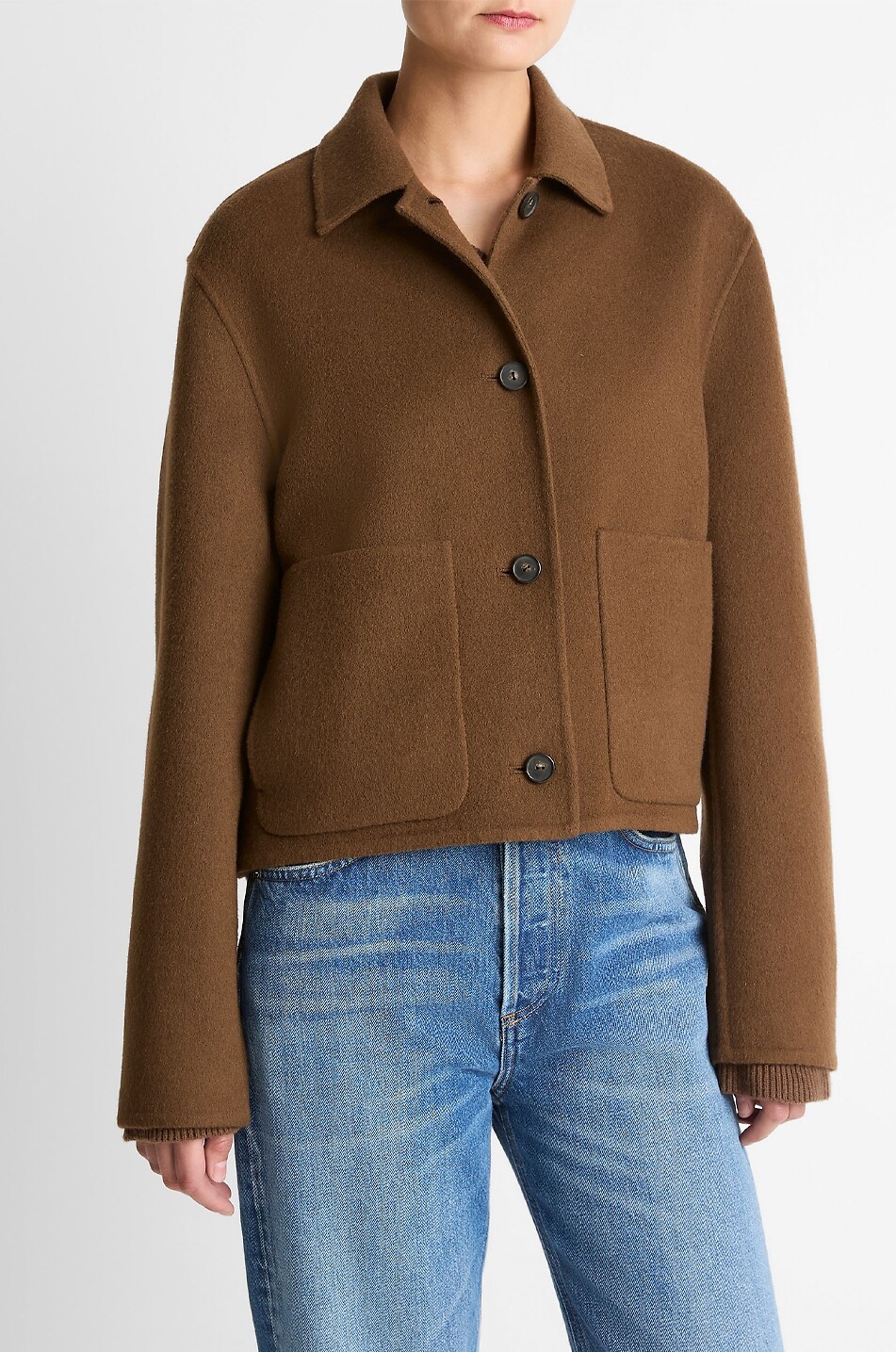 VINCE Geknöpfte Boxy-Hemdjacke aus Wolle und Kaschmir Damen BRAUN 4