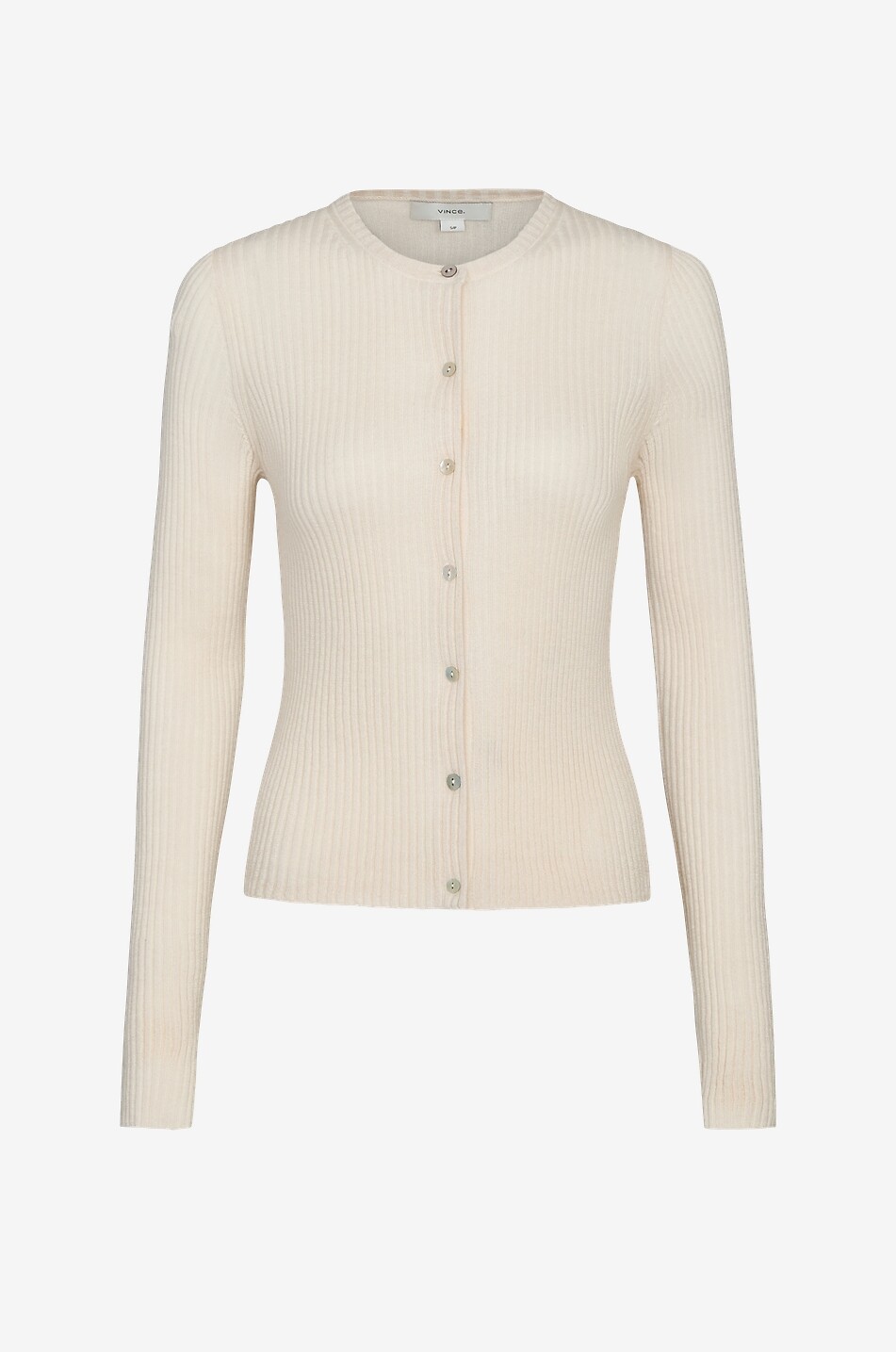 Cashmere and silk rib knit fine-gauge button-down cardigan