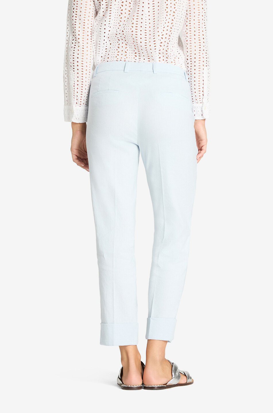 CAMBIO Krystal linen and cotton cropped carrot trousers Women LIGHT BLUE 4
