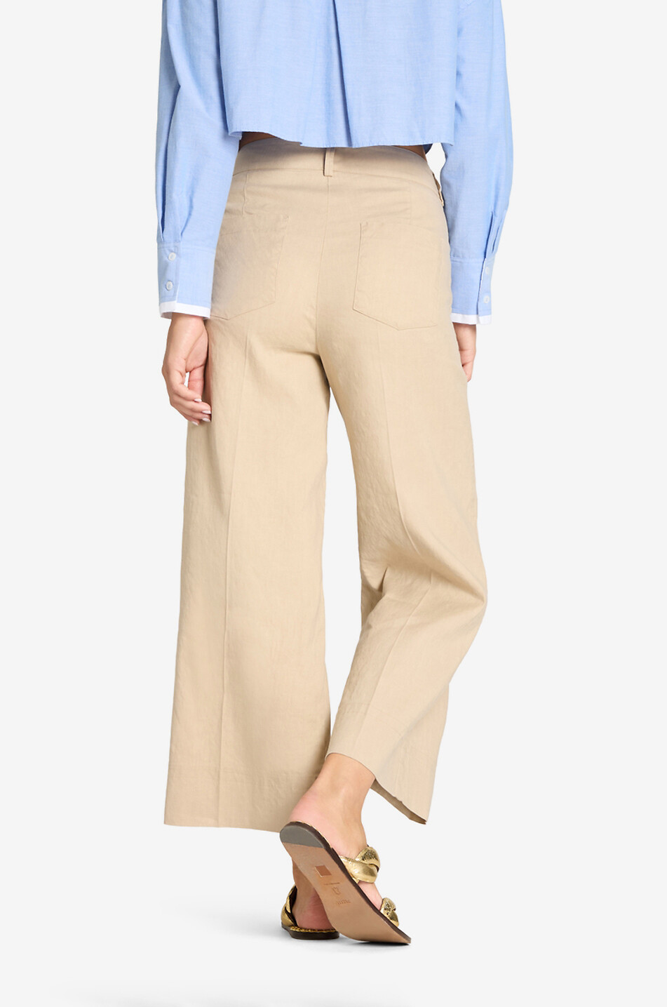 CAMBIO Cara wide-leg cotton and linen trousers Women BEIGE 4