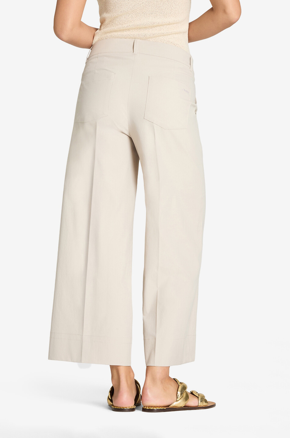 CAMBIO Cara cotton-effect cropped wide-leg trousers Women Light beige 4