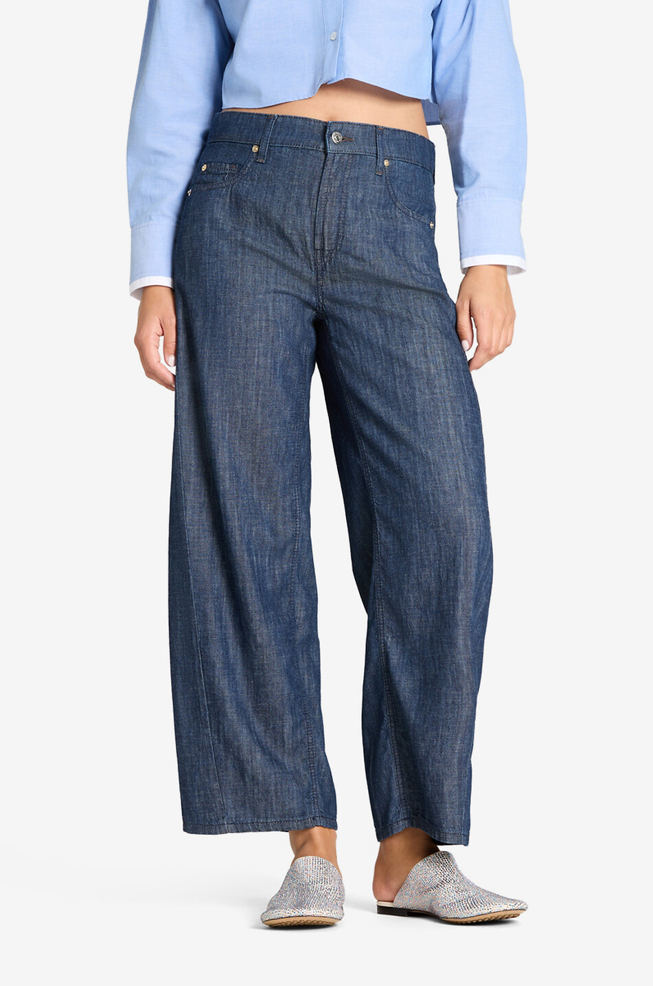 CAMBIO Oria wide-leg linen effect denim jeans Women BLUE 3