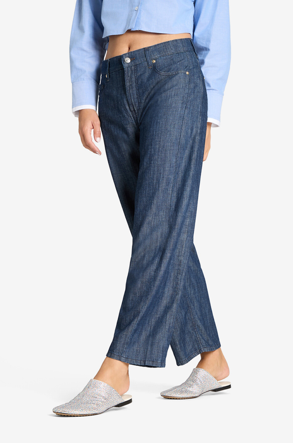 CAMBIO Oria wide-leg linen effect denim jeans Women BLUE 5
