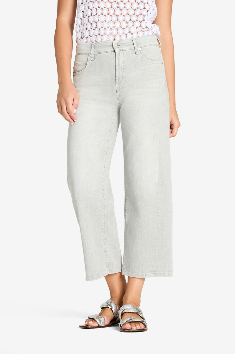 CAMBIO Ausgewaschene verkürzte weite Jeans Oria Damen GRAU 3