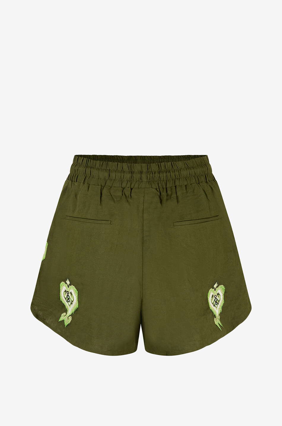 FARM RIO Short brodé en lin et viscose Heart Tapestry Femme VERT 2