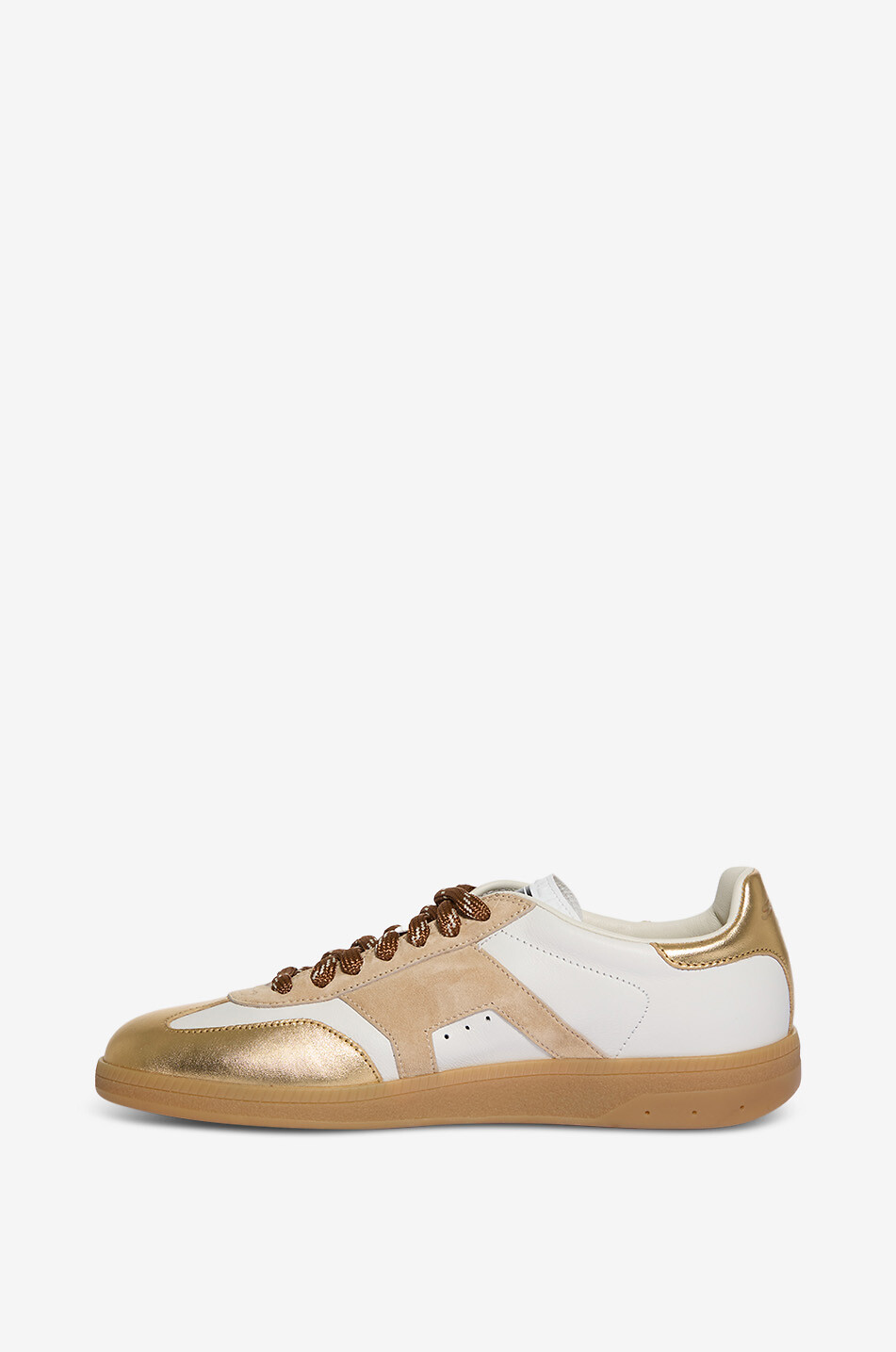 SANTONI Niedrige Leder-Schnürsneakers mit Metallic-Detail DBS-Olympid Damen GOLDEN 4